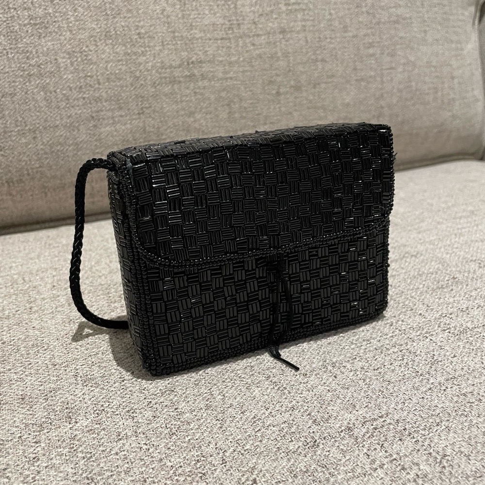 Beaded Mini Black Purse